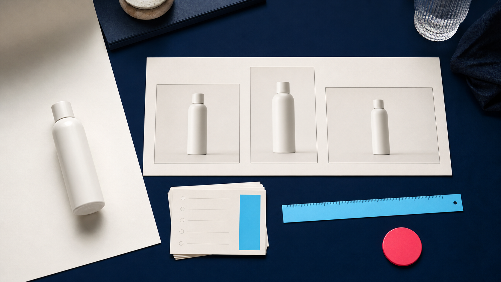 Studio batch board showing one product prepared in square, portrait, and landscape formats
