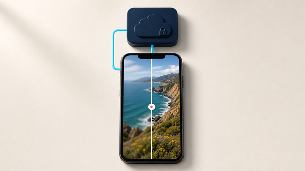Secure cloud image enhancement flow from a mobile app